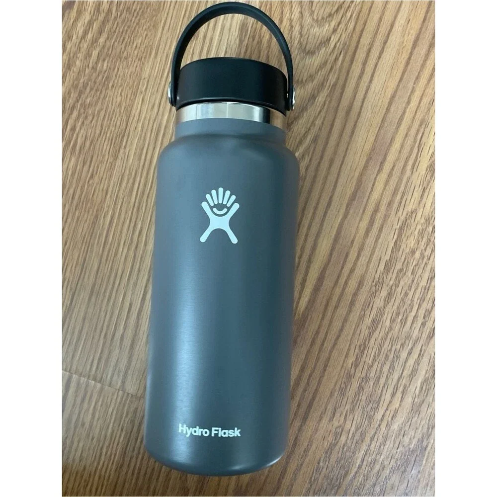 Hydro Flask 32oz Water Bottle Wide Mouth Flex Cap Insulated Stainless Stone Gray